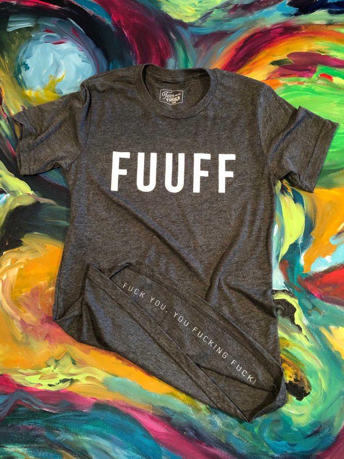 Gray FUUFF Crew Neck T Shirt